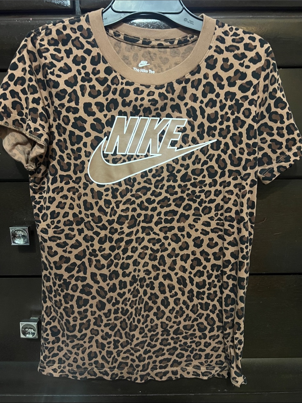Nike Leopard Print Short Sleeve Tee with Logo